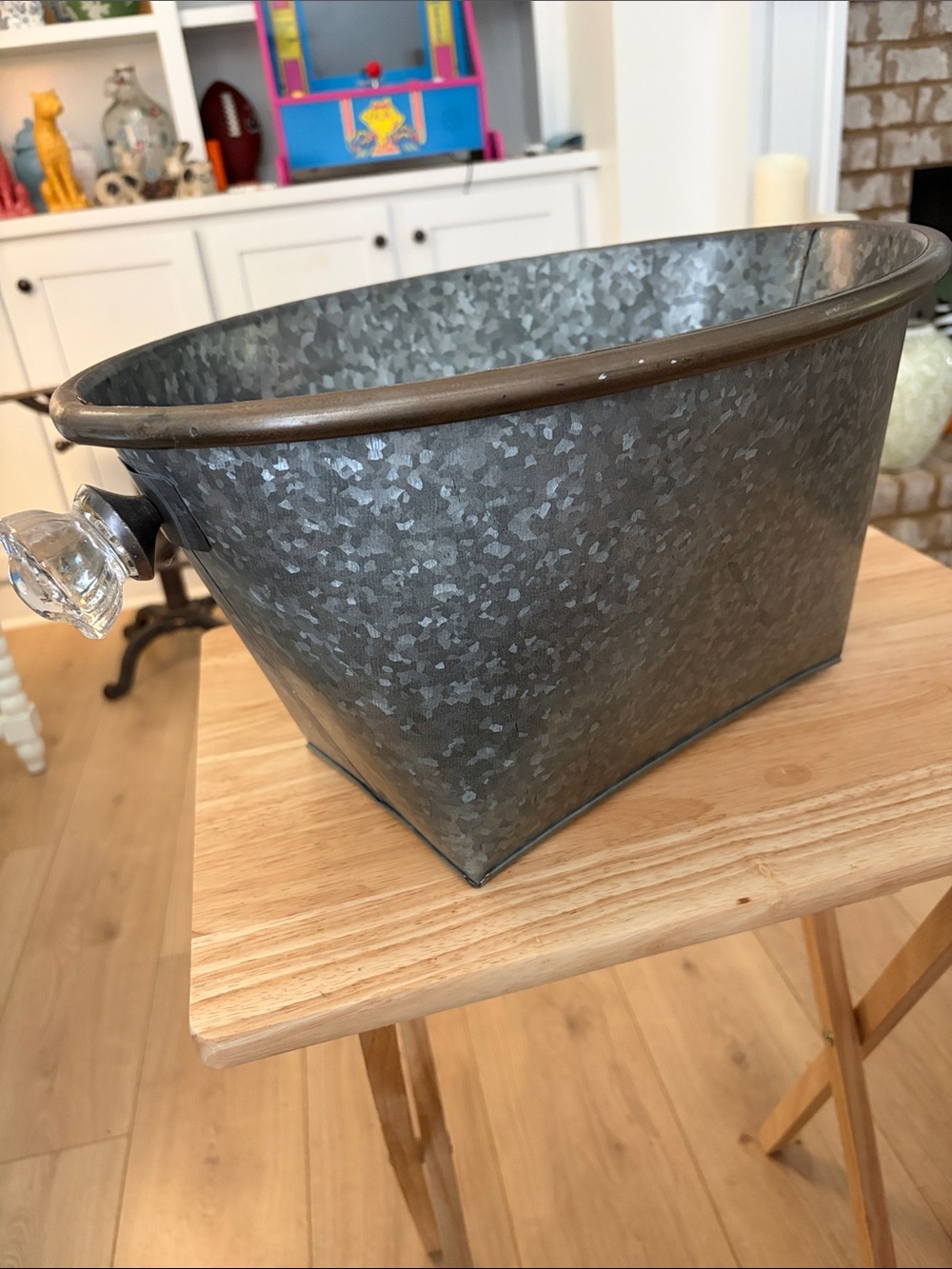Galvanized Metal Decorative Storage Tub - Gray